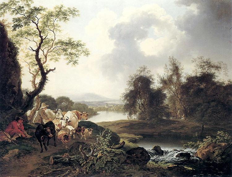 Ferdinand Kobell Flusslandschaft mit Wasserfall Germany oil painting art